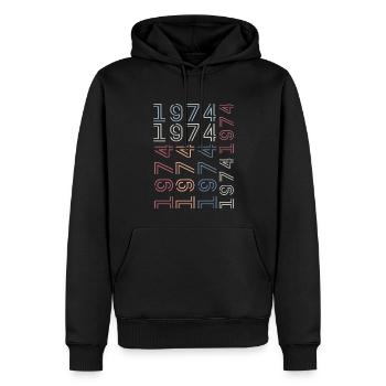 Né en 1974 Cadeau Anniversaire 1974 Retro 1974 - Sweat à capuche Premium bio Homme - noir - Devant - Nico (187cm)