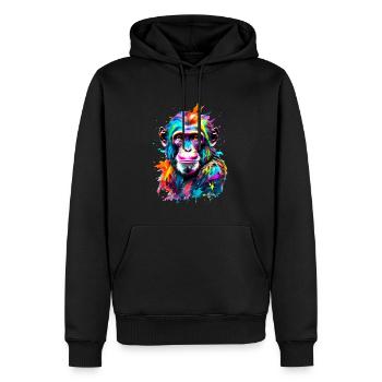 Singe peint - Sweat à capuche Premium bio Homme - noir - Devant - Nico (187cm)