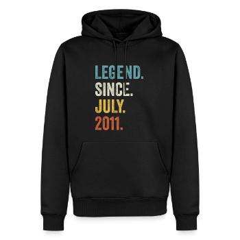 Légende depuis juillet 2011 11ème anniversaire - Sweat à capuche Premium bio Homme - noir - Devant - Nico (187cm)