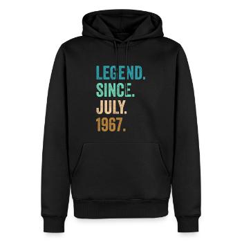 Légende depuis juillet 1967 55e anniversaire - Sweat à capuche Premium bio Homme - noir - Devant - Nico (187cm)