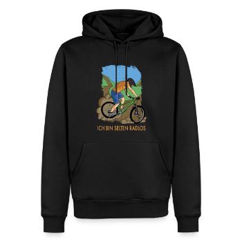 MTB Fahrer Mountainbike Ich Bin Selten Radlos - Männer Premium Bio Hoodie - Schwarz - Vorne - Nico (187cm)