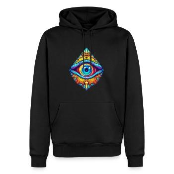 Protection oculaire omnisciente symbole mysticisme occulte - Sweat à capuche Premium bio Homme - noir - Devant - Nico (187cm)