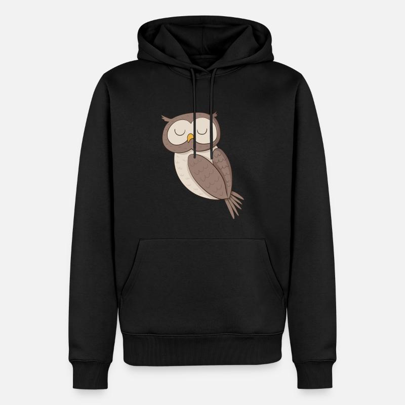 Vogel Eule - Männer Premium Bio Hoodie - Schwarz