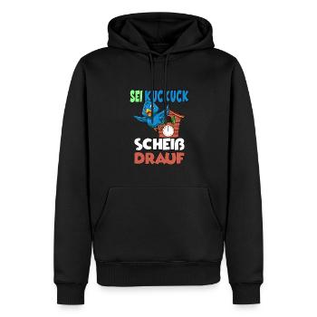 Sei Kuckuck Scheiss drauf - Männer Premium Bio Hoodie - Schwarz - Vorne - Nico (187cm)