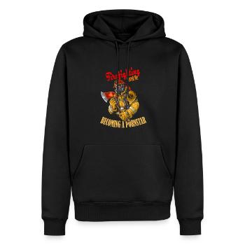 Firefighting saved me - Men’s Premium Organic Hoodie - black - Front - Nico (187cm)