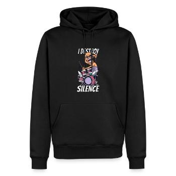 Je détruis Silent Gift Man Drums - Sweat à capuche Premium bio Homme - noir - Devant - Nico (187cm)