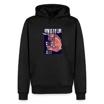 Gym is my life training bodybuilder - Men’s Premium Organic Hoodie - black - Front - Nico (187cm)