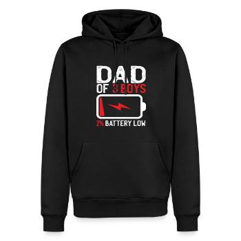 Papa Von 3 Jungs Humor Geschenk Familie Günstig - Männer Premium Bio Hoodie - Schwarz - Vorne - Nico (187cm)