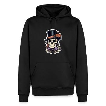 Crâne Halloween - Sweat à capuche Premium bio Homme - noir - Devant - Nico (187cm)