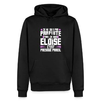 Humour Citation Prénom Eloïse - Sweat à capuche Premium bio Homme - noir - Devant - Nico (187cm)