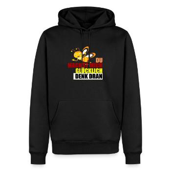 Glückliche Biene - Männer Premium Bio Hoodie - Schwarz - Vorne - Nico (187cm)