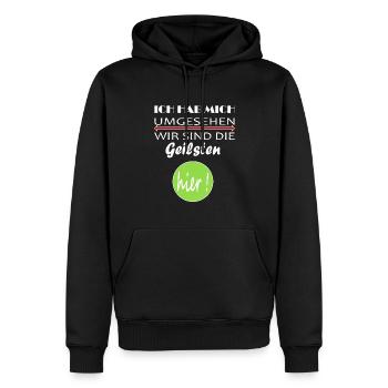 Un dicton drôle pour chaque femme et chaque homme - Sweat à capuche Premium bio Homme - noir - Devant - Nico (187cm)