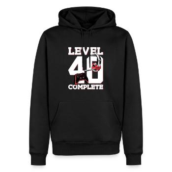 40. GEBURTSTAG LEVEL 40 COMPLETE GAMING GAMER - Männer Premium Bio Hoodie - Schwarz - Vorne - Nico (187cm)