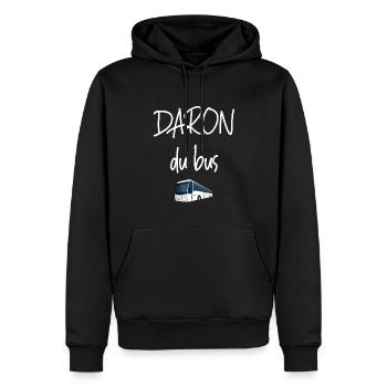 Daron du bus t-shirt chauffeur homme papa - Sweat à capuche Premium bio Homme - noir - Devant - Nico (187cm)