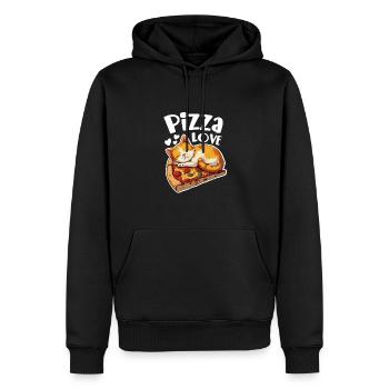 Pizza Love Katze - Männer Premium Bio Hoodie - Schwarz - Vorne - Nico (187cm)