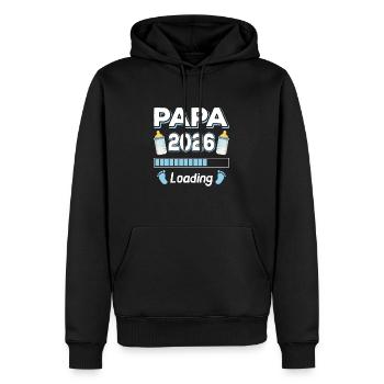 Papa 2026 Chargement Maman Papa Parents Fils Fille - Sweat à capuche Premium bio Homme - noir - Devant - Nico (187cm)