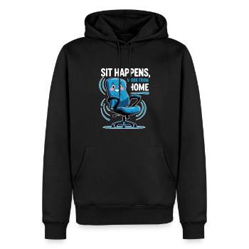 Sit Happens - Travail à domicile - Sweat à capuche Premium bio Homme - noir - Devant - Nico (187cm)