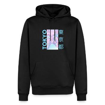 Tokyo Japon, Bleu - Sweat à capuche Premium bio Homme - noir - Devant - Nico (187cm)