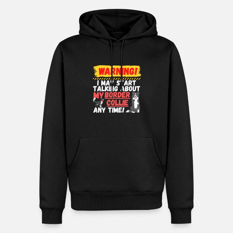 Warning Border Collie - Männer Premium Bio Hoodie - Schwarz