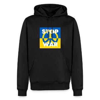 Arrêtez la guerre Ukraine - Sweat à capuche Premium bio Homme - noir - Devant - Nico (187cm)