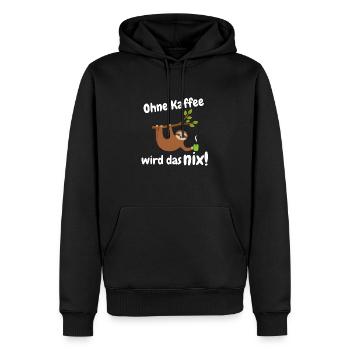 ohne kaffee wird das nix - Männer Premium Bio Hoodie - Schwarz - Vorne - Nico (187cm)