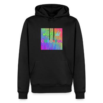 La vie est colorée - Sweat à capuche Premium bio Homme - noir - Devant - Nico (187cm)