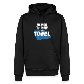 Never throw the Towel - Männer Premium Bio Hoodie - Schwarz - Vorne - Nico (187cm)