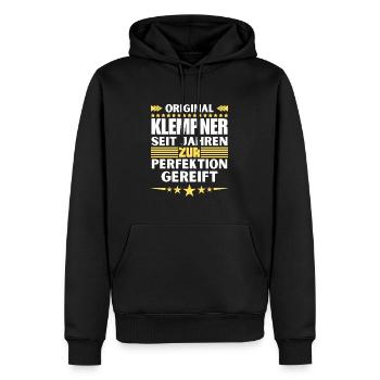 Plumber matured to perfection - Men’s Premium Organic Hoodie - black - Front - Nico (187cm)
