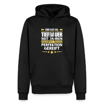 Des ingénieurs civils mûris à la perfection - Sweat à capuche Premium bio Homme - noir - Devant - Nico (187cm)