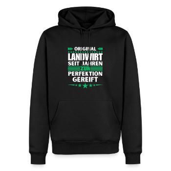 Farmer matured to perfection - Men’s Premium Organic Hoodie - black - Front - Nico (187cm)