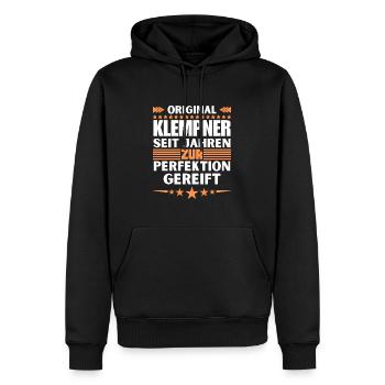 Plumber matured to perfection - Men’s Premium Organic Hoodie - black - Front - Nico (187cm)