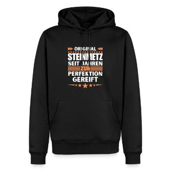 Stonemason matured to perfection - Men’s Premium Organic Hoodie - black - Front - Nico (187cm)
