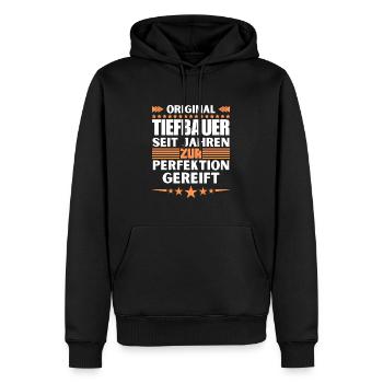 Des ingénieurs civils mûris à la perfection - Sweat à capuche Premium bio Homme - noir - Devant - Nico (187cm)