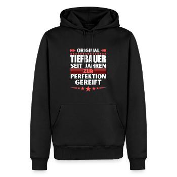 Des ingénieurs civils mûris à la perfection - Sweat à capuche Premium bio Homme - noir - Devant - Nico (187cm)