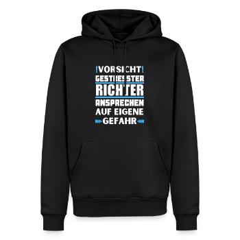 Don't talk to a stressed judge! - Men’s Premium Organic Hoodie - black - Front - Nico (187cm)