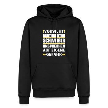 Gestresster Schweißer nicht ansprechen! - Männer Premium Bio Hoodie - Schwarz - Vorne - Nico (187cm)