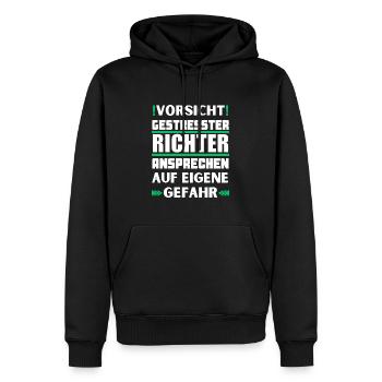 Don't talk to a stressed judge! - Men’s Premium Organic Hoodie - black - Front - Nico (187cm)