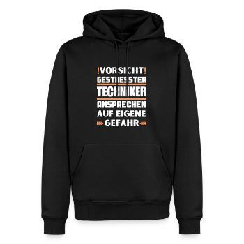 Ne parlez pas à un technicien stressé ! - Sweat à capuche Premium bio Homme - noir - Devant - Nico (187cm)