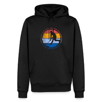 Floorball Spieler Retro Unihockey Floorballspieler - Männer Premium Bio Hoodie - Schwarz - Vorne - Nico (187cm)