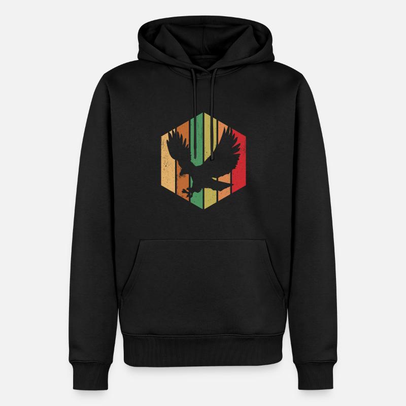 Vogel Retro Grafik - Männer Premium Bio Hoodie - Schwarz