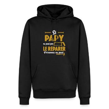 Si Papy Ne Peut Pas Le Réparer Personne Ne Peut - Sweat à capuche Premium bio Homme - noir - Devant - Nico (187cm)