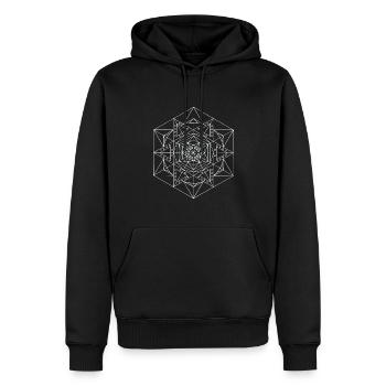Non dualité Blanc - Mandala fait avec Amour - Sweat à capuche Premium bio Homme - noir - Devant - Nico (187cm)