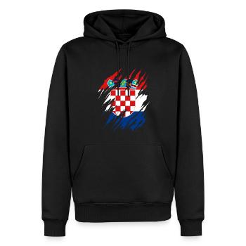 Drapeau de la Croatie Adriatique Zagreb Drapeau croate - Sweat à capuche Premium bio Homme - noir - Devant - Nico (187cm)