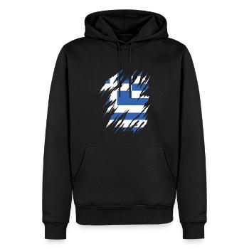 Drapeau de la Grèce Hellas Athènes Drapeau grec - Sweat à capuche Premium bio Homme - noir - Devant - Nico (187cm)
