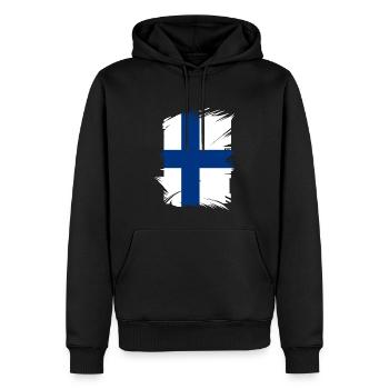 Finnland Flagge Suomi Finnische Fahne Used Look - Männer Premium Bio Hoodie - Schwarz - Vorne - Nico (187cm)