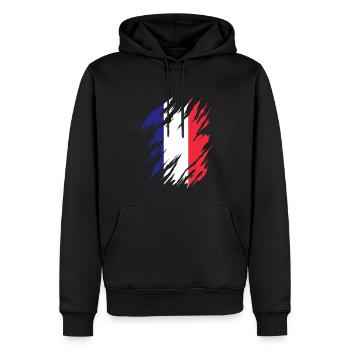 Frankreich Flagge Used Look Französische Fahne - Männer Premium Bio Hoodie - Schwarz - Vorne - Nico (187cm)
