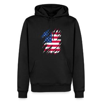 USA Flagge Amerika Fahne Stars & Stripes Patriot - Männer Premium Bio Hoodie - Schwarz - Vorne - Nico (187cm)