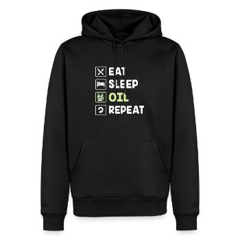Huile essentielle - Sweat à capuche Premium bio Homme - noir - Devant - Nico (187cm)