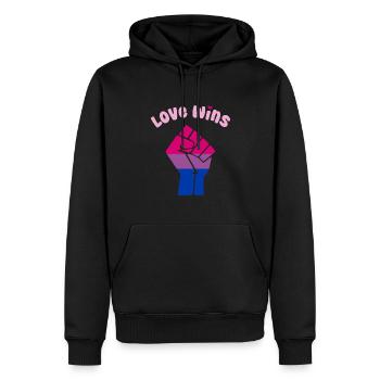 L’amour gagne le poing de la fierté bisexuelle pour l’égalité - Sweat à capuche Premium bio Homme - noir - Devant - Nico (187cm)