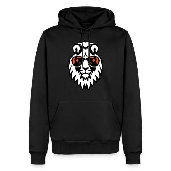 lion lunette soleil animal - Sweat à capuche Premium bio Homme - noir - Devant - Nico (187cm)